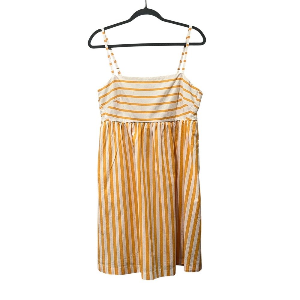J.Crew Striped Tie-Back Sundress Orange White Womens 12 New Beach Resort Preppy